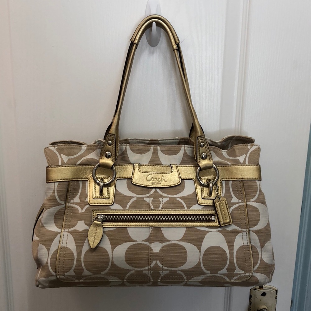 Coach gold and tan purse